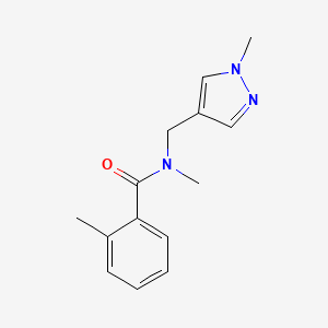 molecular formula C14H17N3O B7509100 N,2-dimethyl-N-[(1-methylpyrazol-4-yl)methyl]benzamide 