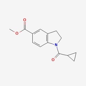 molecular formula C14H15NO3 B7509154 Methyl 1-(cyclopropanecarbonyl)-2,3-dihydroindole-5-carboxylate 