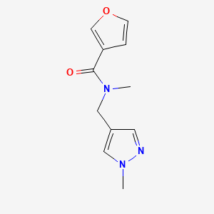 molecular formula C11H13N3O2 B7509161 N-methyl-N-[(1-methylpyrazol-4-yl)methyl]furan-3-carboxamide 