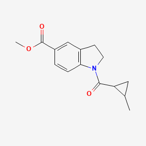 molecular formula C15H17NO3 B7509212 Methyl 1-(2-methylcyclopropanecarbonyl)-2,3-dihydroindole-5-carboxylate 