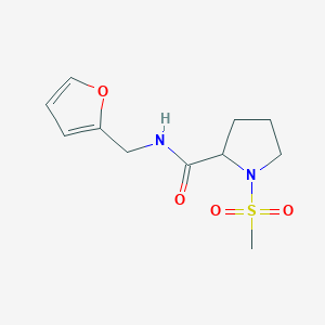 molecular formula C11H16N2O4S B7509240 N-(furan-2-ylmethyl)-1-methylsulfonylpyrrolidine-2-carboxamide 