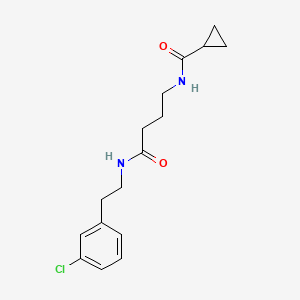 molecular formula C16H21ClN2O2 B7509247 N-[4-[2-(3-chlorophenyl)ethylamino]-4-oxobutyl]cyclopropanecarboxamide 