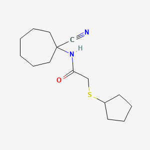 molecular formula C15H24N2OS B7509253 N-(1-cyanocycloheptyl)-2-(cyclopentylsulfanyl)acetamide 
