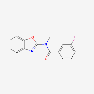 molecular formula C16H13FN2O2 B7509272 N-(1,3-benzoxazol-2-yl)-3-fluoro-N,4-dimethylbenzamide 