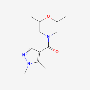 molecular formula C12H19N3O2 B7509276 (2,6-Dimethylmorpholin-4-yl)-(1,5-dimethylpyrazol-4-yl)methanone 