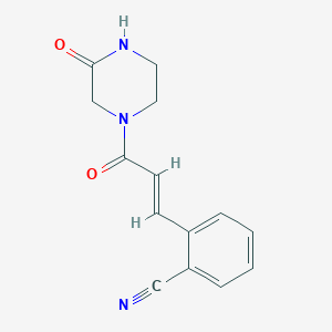 2-[(E)-3-oxo-3-(3-oxopiperazin-1-yl)prop-1-enyl]benzonitrile