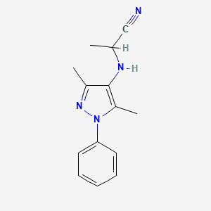molecular formula C14H16N4 B7509402 2-[(3,5-Dimethyl-1-phenylpyrazol-4-yl)amino]propanenitrile 