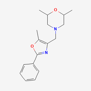 molecular formula C17H22N2O2 B7509404 2,6-Dimethyl-4-[(5-methyl-2-phenyl-1,3-oxazol-4-yl)methyl]morpholine 