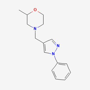 molecular formula C15H19N3O B7509460 2-Methyl-4-[(1-phenylpyrazol-4-yl)methyl]morpholine 