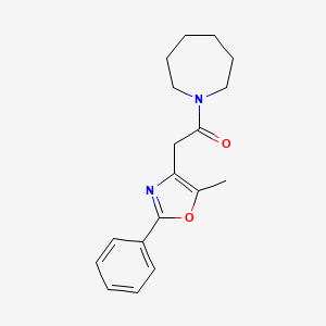 molecular formula C18H22N2O2 B7509468 1-(Azepan-1-yl)-2-(5-methyl-2-phenyl-1,3-oxazol-4-yl)ethanone 