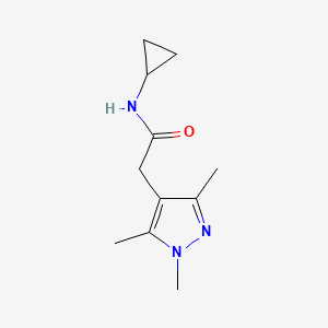 molecular formula C11H17N3O B7509509 N-cyclopropyl-2-(1,3,5-trimethylpyrazol-4-yl)acetamide 