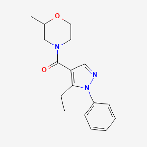 molecular formula C17H21N3O2 B7509622 (5-Ethyl-1-phenylpyrazol-4-yl)-(2-methylmorpholin-4-yl)methanone 