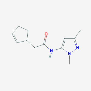 molecular formula C12H17N3O B7509661 2-cyclopent-2-en-1-yl-N-(2,5-dimethylpyrazol-3-yl)acetamide 