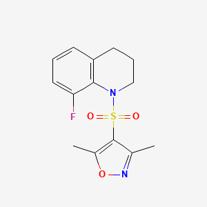 molecular formula C14H15FN2O3S B7509678 4-[(8-fluoro-3,4-dihydro-2H-quinolin-1-yl)sulfonyl]-3,5-dimethyl-1,2-oxazole 