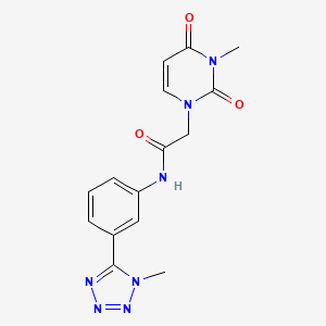 molecular formula C15H15N7O3 B7509712 2-(3-methyl-2,4-dioxopyrimidin-1-yl)-N-[3-(1-methyltetrazol-5-yl)phenyl]acetamide 