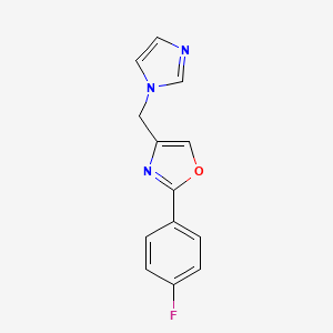 molecular formula C13H10FN3O B7509773 2-(4-Fluorophenyl)-4-(imidazol-1-ylmethyl)-1,3-oxazole 