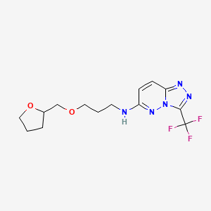 molecular formula C14H18F3N5O2 B7509862 N-[3-(oxolan-2-ylmethoxy)propyl]-3-(trifluoromethyl)-[1,2,4]triazolo[4,3-b]pyridazin-6-amine 