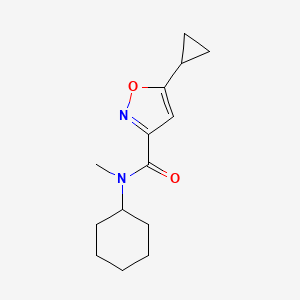 molecular formula C14H20N2O2 B7509948 N-cyclohexyl-5-cyclopropyl-N-methyl-1,2-oxazole-3-carboxamide 