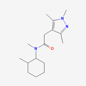 molecular formula C16H27N3O B7510066 N-methyl-N-(2-methylcyclohexyl)-2-(1,3,5-trimethylpyrazol-4-yl)acetamide 