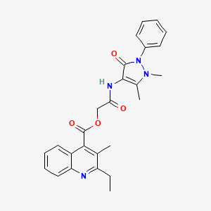 molecular formula C26H26N4O4 B7510086 [2-[(1,5-Dimethyl-3-oxo-2-phenylpyrazol-4-yl)amino]-2-oxoethyl] 2-ethyl-3-methylquinoline-4-carboxylate 