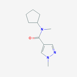 molecular formula C11H17N3O B7510215 N-cyclopentyl-N,1-dimethylpyrazole-4-carboxamide 