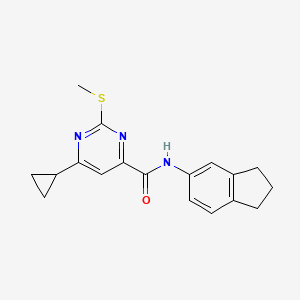 molecular formula C18H19N3OS B7510268 6-cyclopropyl-N-(2,3-dihydro-1H-inden-5-yl)-2-(methylsulfanyl)pyrimidine-4-carboxamide 