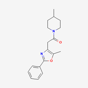 molecular formula C18H22N2O2 B7510270 2-(5-Methyl-2-phenyl-1,3-oxazol-4-yl)-1-(4-methylpiperidin-1-yl)ethanone 