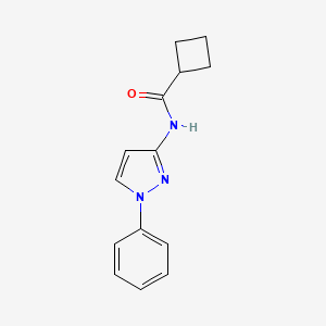 molecular formula C14H15N3O B7510324 N-(1-phenylpyrazol-3-yl)cyclobutanecarboxamide 
