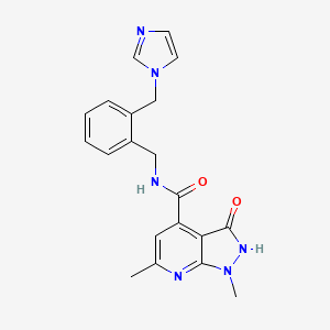 molecular formula C20H20N6O2 B7510359 N-[[2-(imidazol-1-ylmethyl)phenyl]methyl]-1,6-dimethyl-3-oxo-2H-pyrazolo[3,4-b]pyridine-4-carboxamide 