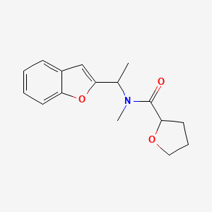 molecular formula C16H19NO3 B7510385 N-[1-(1-benzofuran-2-yl)ethyl]-N-methyloxolane-2-carboxamide 