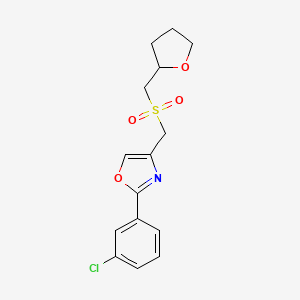 2-(3-Chlorophenyl)-4-(oxolan-2-ylmethylsulfonylmethyl)-1,3-oxazole