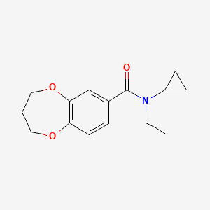molecular formula C15H19NO3 B7510589 N-cyclopropyl-N-ethyl-3,4-dihydro-2H-1,5-benzodioxepine-7-carboxamide 
