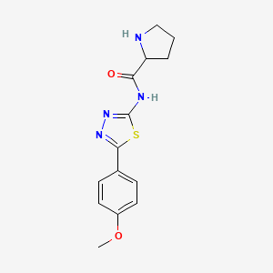molecular formula C14H16N4O2S B7510597 N-(5-(4-Methoxyphenyl)-1,3,4-thiadiazol-2-YL)pyrrolidine-2-carboxamide 