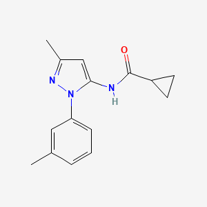 molecular formula C15H17N3O B7510675 N-[5-methyl-2-(3-methylphenyl)pyrazol-3-yl]cyclopropanecarboxamide 
