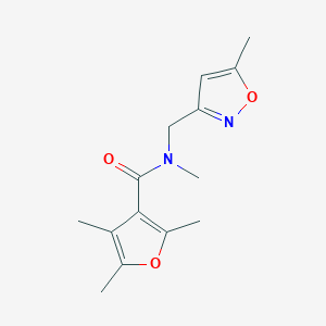 molecular formula C14H18N2O3 B7510701 N,2,4,5-tetramethyl-N-[(5-methyl-1,2-oxazol-3-yl)methyl]furan-3-carboxamide 