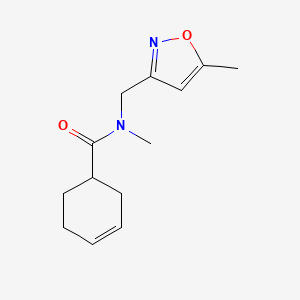 molecular formula C13H18N2O2 B7510742 N-methyl-N-[(5-methyl-1,2-oxazol-3-yl)methyl]cyclohex-3-ene-1-carboxamide 