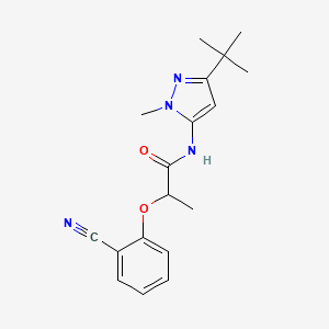 molecular formula C18H22N4O2 B7510788 N-(5-tert-butyl-2-methylpyrazol-3-yl)-2-(2-cyanophenoxy)propanamide 