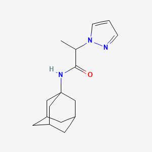 molecular formula C16H23N3O B7510844 N-(1-adamantyl)-2-pyrazol-1-ylpropanamide 