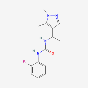 molecular formula C14H17FN4O B7510864 1-[1-(1,5-Dimethylpyrazol-4-yl)ethyl]-3-(2-fluorophenyl)urea 