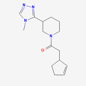 molecular formula C15H22N4O B7510872 2-Cyclopent-2-en-1-yl-1-[3-(4-methyl-1,2,4-triazol-3-yl)piperidin-1-yl]ethanone 