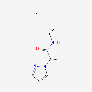 molecular formula C14H23N3O B7510885 N-cyclooctyl-2-pyrazol-1-ylpropanamide 