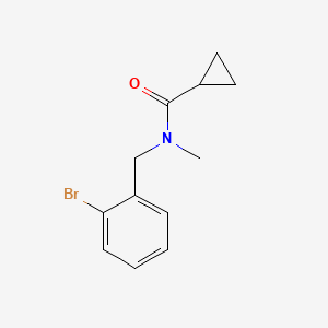 molecular formula C12H14BrNO B7510959 N-[(2-bromophenyl)methyl]-N-methylcyclopropanecarboxamide 