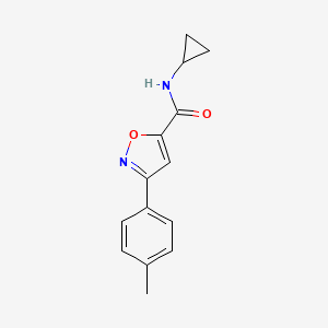 molecular formula C14H14N2O2 B7510974 N-cyclopropyl-3-(4-methylphenyl)-1,2-oxazole-5-carboxamide 
