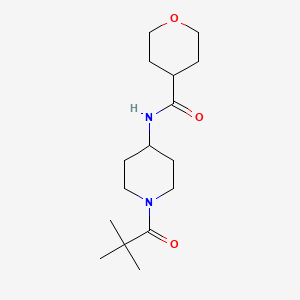 molecular formula C16H28N2O3 B7511017 N-[1-(2,2-dimethylpropanoyl)piperidin-4-yl]oxane-4-carboxamide 