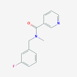 molecular formula C14H13FN2O B7511127 N-[(3-fluorophenyl)methyl]-N-methylpyridine-3-carboxamide 