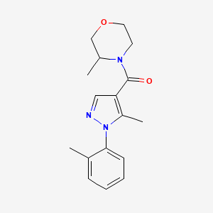 molecular formula C17H21N3O2 B7511129 [5-Methyl-1-(2-methylphenyl)pyrazol-4-yl]-(3-methylmorpholin-4-yl)methanone 