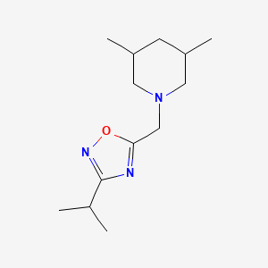 molecular formula C13H23N3O B7511328 5-[(3,5-Dimethylpiperidin-1-yl)methyl]-3-propan-2-yl-1,2,4-oxadiazole 