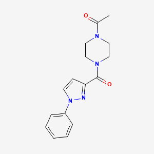 molecular formula C16H18N4O2 B7511393 1-[4-(1-Phenylpyrazole-3-carbonyl)piperazin-1-yl]ethanone 