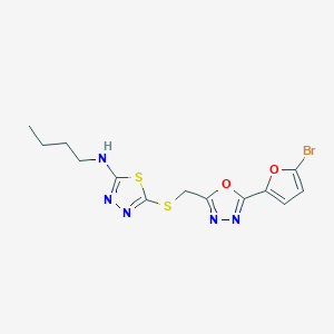 molecular formula C13H14BrN5O2S2 B7511459 5-[[5-(5-bromofuran-2-yl)-1,3,4-oxadiazol-2-yl]methylsulfanyl]-N-butyl-1,3,4-thiadiazol-2-amine 