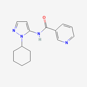 molecular formula C15H18N4O B7511501 N-(2-cyclohexylpyrazol-3-yl)pyridine-3-carboxamide 